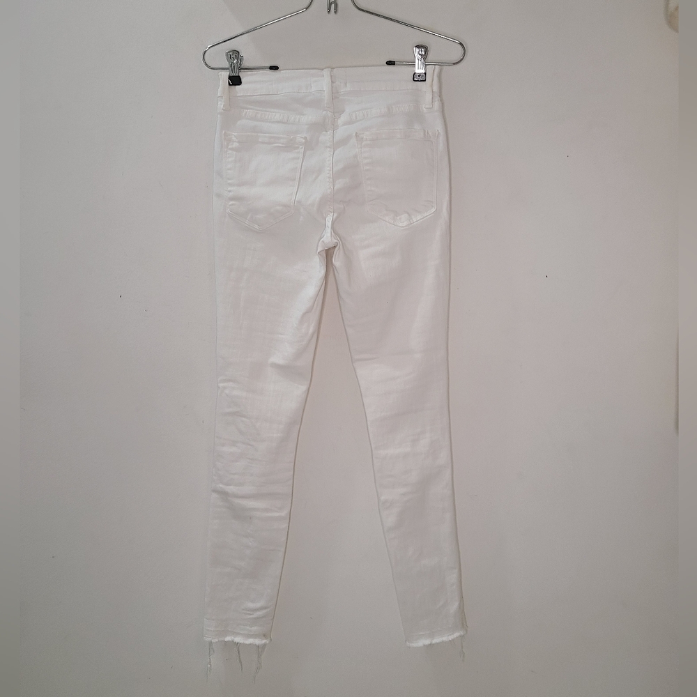 FRAME Le Skinny De Jeanne Crop Distressed Jeans in Blanc White Sz 27 - Picture 5 of 13